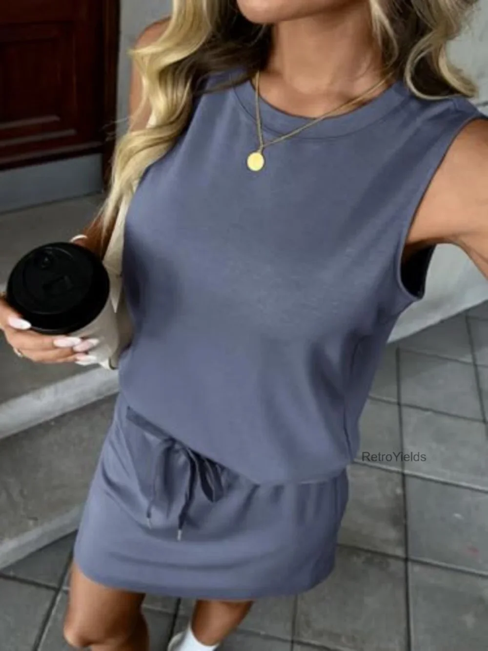 Two Piece Skirt Set - Mock Neck Top & Tennis Skirt - Lounge Matching Sets